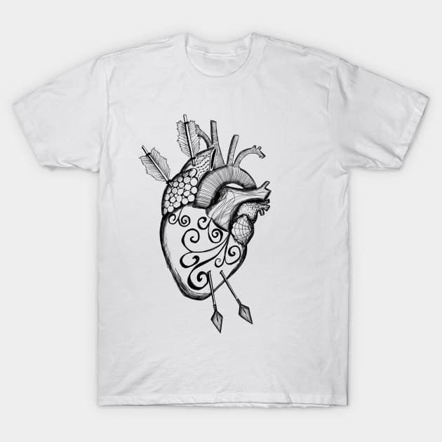 You Got Me / Anatomical Heart / Cupid’s Arrows / Valentine’s Day / Heart Drawing / Heart  Doodle T-Shirt by LauraKatMax